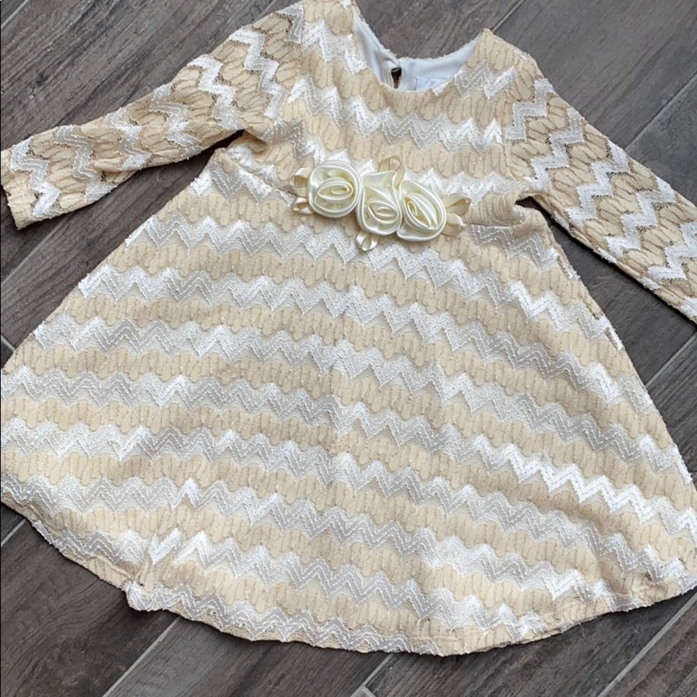 Lace Overlay Chevron Dress